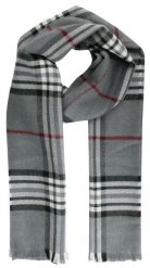 Szalik Przejściowy z Dziewiczą Wełną (Virgin Wool) - Fraas - Szary w Kratkę. Szare szaliki V. Fraas, bez wzorów, z materiału. Za 85.00 zł.