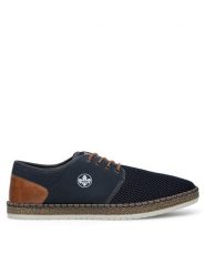 Rieker Półbuty B5249-14 Niebieski. Niebieskie eleganckie półbuty Rieker, bez wzorów, z materiału, bez obcasa, bez zapięcia. Za 319.99 zł.