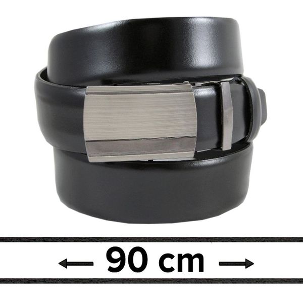 Pasek Czarny do Spodni 90 cm, Automatyczna Klamra, Skórzany, Elegancki -VICTORIO. Czarne paski Victorio, bez wzorów, ze skóry, eleganckie. Za 99.00 zł.