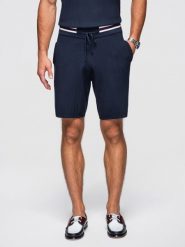 Strukturalne wiskozowe szorty męskie REGULAR - granatowe V2 - Rozmiar: XL. Niebieskie szorty Ombre Clothing, m, bez wzorów, z dzianiny, biznesowe. W wyprzedaży za 174.99 zł.