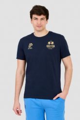 LA MARTINA Granatowy t-shirt Jersey. Niebieskie t-shirty La Martina, l, bez wzorów, z jersey, bez kołnierzyka, bez ramiączek. W wyprzedaży za 269.99 zł.