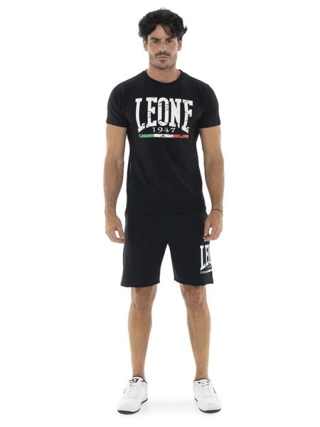 Komplet męski Leone 1947 Apparel Basic koszulka i szorty. Czarne krótkie spodenki sportowe LEONE 1947 APPAREL, m, bez wzorów, z bawełny. Za 248.39 zł.