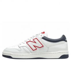 Buty do chodzenia męskie New Balance 480. Białe buty sportowe casual New Balance, bez wzorów, ze skóry, bez zapięcia. Za 435.99 zł.