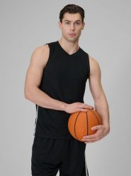 4F Koszulka do koszykówki loose szybkoschnąca uniseks - czarna M. Czarne t-shirty 4F, m, bez wzorów, z materiału, bez kołnierzyka, bez ramiączek. Za 119.99 zł.