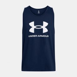 Koszulka męska tank top UNDER ARMOUR 1382883 bez rękawów. Niebieskie bezrękawniki Under Armour, m, bez wzorów, bez kołnierzyka, bez ramiączek. Za 121.51 zł.