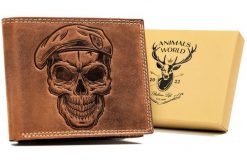 Portfel skórzany Always Wild N992L-CHM-SKULL brązowy. Brązowe portfele Always Wild, bez wzorów, z nubiku. Za 50.00 zł.