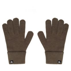 Rękawiczki Quiksilver. Brązowe rękawiczki Quiksilver, bez wzorów, z dzianiny. Za 49.99 zł.