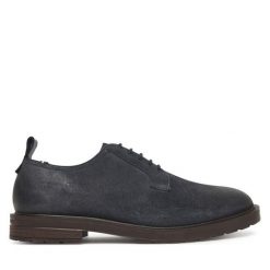 Półbuty Tommy Hilfiger. Niebieskie eleganckie półbuty Tommy Hilfiger, bez wzorów, bez obcasa, bez zapięcia. Za 449.99 zł.