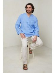 Lin Passion Koszula w kolorze błękitnym rozmiar: L/XL. Niebieskie koszule Lin Passion, l, bez wzorów, z bawełny, bez kołnierzyka, bez ramiączek. Za 187.95 zł.