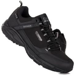 Buty męskie turystyczne trekkingowe DK PREDATOR BLK SOFTSHELL. Czarne buty turystyczne DK, bez wzorów, z softshellu, bez zapięcia, trekkingowe. Za 169.00 zł.
