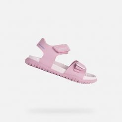 Sandały GEOX J SANDAL FUSBETTO GI Rose. Czerwone sandały Geox, z syntetyku, bez zapięcia. Za 163.99 zł.