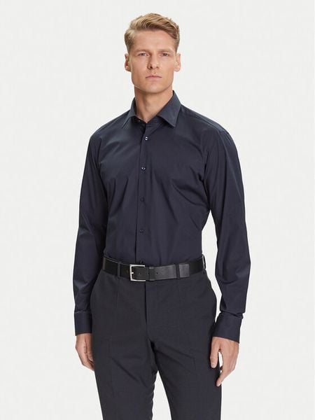 BOSS Koszula H-Joe 50545075 Granatowy Regular Fit. Niebieskie koszule Boss, m, bez wzorów, z bawełny, bez kołnierzyka, bez ramiączek. Za 259.99 zł.