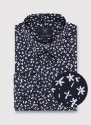 PAKO LORENTE – Granatowa koszula męska w kwiatki P23WF-1X-005-G-S. Koszule Pako Lorente, l, bez wzorów, z bawełny, bez kołnierzyka, bez ramiączek. Za 79.99 zł.