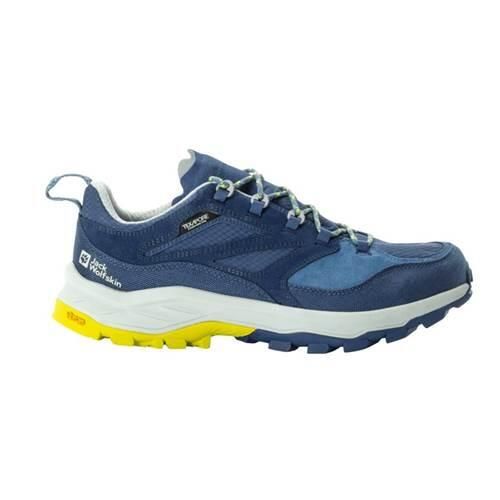 Buty trekkingowe męskie Jack Wolfskin Cyrox Texapore Low. Niebieskie buty trekkingowe Jack Wolfskin, bez wzorów, z materiału, bez zapięcia. Za 696.00 zł.