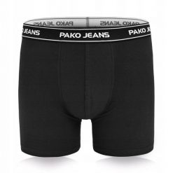 Bawełniane, Klasyczne Bokserki Męskie - Pako Jeans - Czarne. Czarne bokserki Pako Jeans, l, bez wzorów, z bawełny. Za 33.00 zł.
