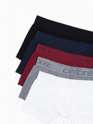 Bokserki męskie bawełniane 5-pak - mix U243 - XXL. Czarne bokserki Ombre Clothing, m, bez wzorów, z bawełny. W wyprzedaży za 49.99 zł.