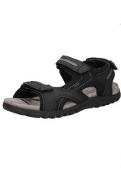 Sandały GEOX U SANDAL STRADA D Czarny. Czarne sandały Geox, z materiału, bez zapięcia. Za 353.55 zł.