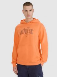 4F Bluza dresowa nierozpinana z kapturem męska - pomarańczowa XL. Brązowe bluzy z kapturem 4F, m, bez wzorów, z bawełny, z kapturem. W wyprzedaży za 99.99 zł.