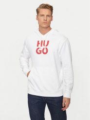 Hugo Bluza Daltorreson 50523848 Biały Regular Fit. Białe bluzy Hugo, m, bez wzorów, z bawełny, bez kaptura. Za 299.99 zł.