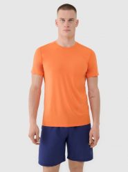 4F Koszulka treningowa szybkoschnąca męska - pomarańczowa XXL. Brązowe t-shirty 4F, m, bez wzorów, z dzianiny, bez kołnierzyka, bez ramiączek. W wyprzedaży za 59.99 zł.