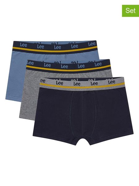 LEE Underwear Bokserki (3 pary) "Irving" w kolorze czarnym, szarym i błękitnym rozmiar: M. Czarne bokserki LEE Underwear, m, bez wzorów. Za 69.95 zł.