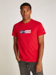 TOMMY JEANS Koszulka w kolorze czerwonym rozmiar: M. Czerwone bezrękawniki Tommy Jeans, m, bez wzorów, z bawełny, bez kołnierzyka, bez ramiączek. Za 105.45 zł.