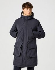 WRANGLER MĘSKA KURTKA ZIMOWA MIDLONG JACKET BLACK 112357423. Czarne kurtki Wrangler, na zimę, m, bez wzorów, bez kaptura. Za 549.99 zł.