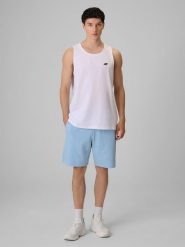4F Spodenki dresowe męskie - niebieskie M. Niebieskie krótkie spodenki sportowe 4F, l, bez wzorów, z dresówki. Za 79.99 zł.