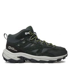 Trekkingi Jack Wolfskin. Czarne botki sznurowane Jack Wolfskin, bez wzorów, bez obcasa, bez zapięcia. Za 419.99 zł.