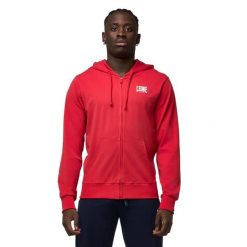 Bluza z kaptur na co dzień na siłownię. Czerwone bluzy LEONE 1947 APPAREL, bez wzorów, z bawełny, bez kaptura. W wyprzedaży za 112.15 zł.