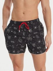 HUGO Szorty kąpielowe Rik 50533795 Czarny Regular Fit. Czarne kąpielówki Hugo, l, bez wzorów, z syntetyku. Za 211.99 zł.