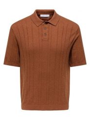 ONLY & SONS Koszulka polo "Onssofus" w kolorze jasnobrązowym rozmiar: L. Brązowe koszulki polo Only & Sons, l, bez wzorów, bez kołnierzyka, bez ramiączek. Za 96.14 zł.