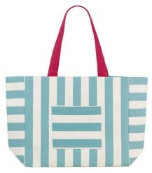Torba plażowa Beco z bawełny, aqua/biała, 38x34x15 cm. Białe torby na ramię 47 Brand, bez wzorów, z bawełny, na ramię, bez dodatków. Za 199.99 zł.