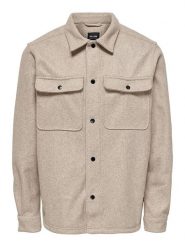 ONLY & SONS Koszula "Ash" w kolorze beżowym rozmiar: L. Brązowe koszule Only & Sons, l, bez wzorów, bez kołnierzyka, bez ramiączek. Za 199.95 zł.