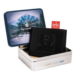 Tłoczony portfel skórzany Peterson PTN 304BOB-5613 BLAC czarny. Czarne portfele Peterson, bez wzorów, ze skóry. Za 104.00 zł.