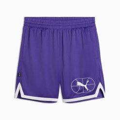 Spodenki koszykarskie męskie Puma JUNIOR VARSITY BASKETBALL 7'' 63307610. Fioletowe krótkie spodenki sportowe Puma, m, bez wzorów, z materiału. Za 87.16 zł.