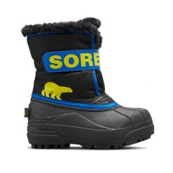 Śniegowce juniorskie Sorel Snow Commander. Niebieskie buty trekkingowe Sorel, bez zapięcia. W wyprzedaży za 229.00 zł.