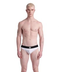 Kąpielówki męskie slipy Arena Bicolore Elastic Brief. Białe slipy i bokserki Arena, l, bez wzorów, z materiału. Za 31.98 zł.