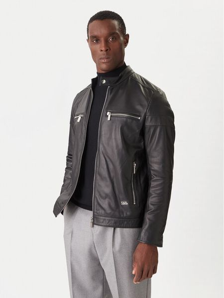 KARL LAGERFELD Kurtka skórzana 555022 554421 Czarny Slim Fit. Czarne kurtki KARL LAGERFELD, m, bez wzorów, ze skóry, bez kaptura. Za 2,479.00 zł.