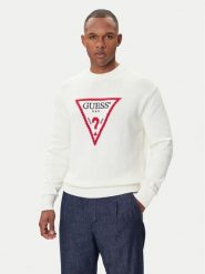 Guess Jeans Sweter M4BR32 Z3HM1 Écru Regular Fit. Swetry rozpinane Guess Jeans, m, z aplikacjami, z bawełny, bez kołnierzyka, bez ramiączek. Za 329.99 zł.