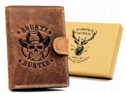 Portfel skórzany Always Wild N4L-CHM-BOU brązowy. Brązowe portfele Always Wild, bez wzorów, z nubiku. Za 50.00 zł.
