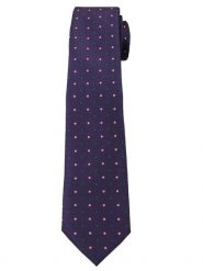 Fioletowy Elegancki Krawat Męski -ALTIES- 6 cm, w Niebiesko-Różowe Kropki. Czerwone krawaty i muchy Alties, bez wzorów, z tkaniny. Za 49.00 zł.