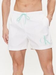 Calvin Klein Swimwear Szorty kąpielowe KM0KM01003 Biały Regular Fit. Białe kąpielówki Calvin Klein Swimwear, m, bez wzorów, z syntetyku. Za 259.99 zł.