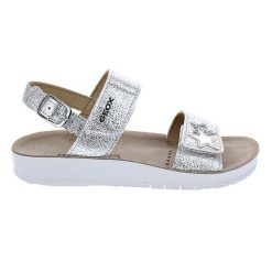 Sandały GEOX J SANDAL COSTAREI GI Srebrny. Szare sandały Geox, ze skóry, bez zapięcia. Za 207.99 zł.
