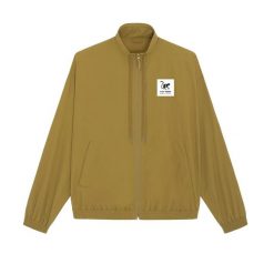 Wodoodporna kurtka męska – poliester z recyklingu (Musztardowy). Żółte kurtki SURF MONKEY, l, bez wzorów, z poliesteru, bez kaptura. Za 349.95 zł.