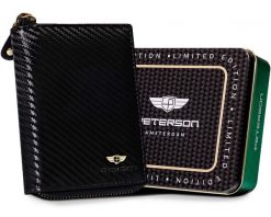Portfel skórzany Peterson [DH] PTN 1565-CA czarny. Czarne portfele Peterson, bez wzorów, ze skóry. Za 106.99 zł.