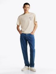 TOMMY JEANS Koszulka w kolorze beżowym rozmiar: XL. Brązowe bezrękawniki Tommy Jeans, xl, bez wzorów, z bawełny, bez kołnierzyka, bez ramiączek. Za 120.95 zł.