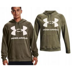 Bluza sportowa dla mężczyzn Under Armour Rival feelce big logo. Zielone bluzy bez kaptura Under Armour, m, bez wzorów, bez kaptura. W wyprzedaży za 170.90 zł.