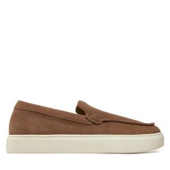 Półbuty Calvin Klein. Brązowe eleganckie półbuty CALVIN KLEIN, bez wzorów, bez obcasa, bez zapięcia. Za 389.99 zł.