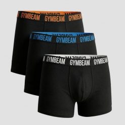 Bokserki męskie sports underwear czarne FIT 3-pak. Czarne bokserki GYMBEAM, m, bez wzorów, z bawełny. Za 126.90 zł.